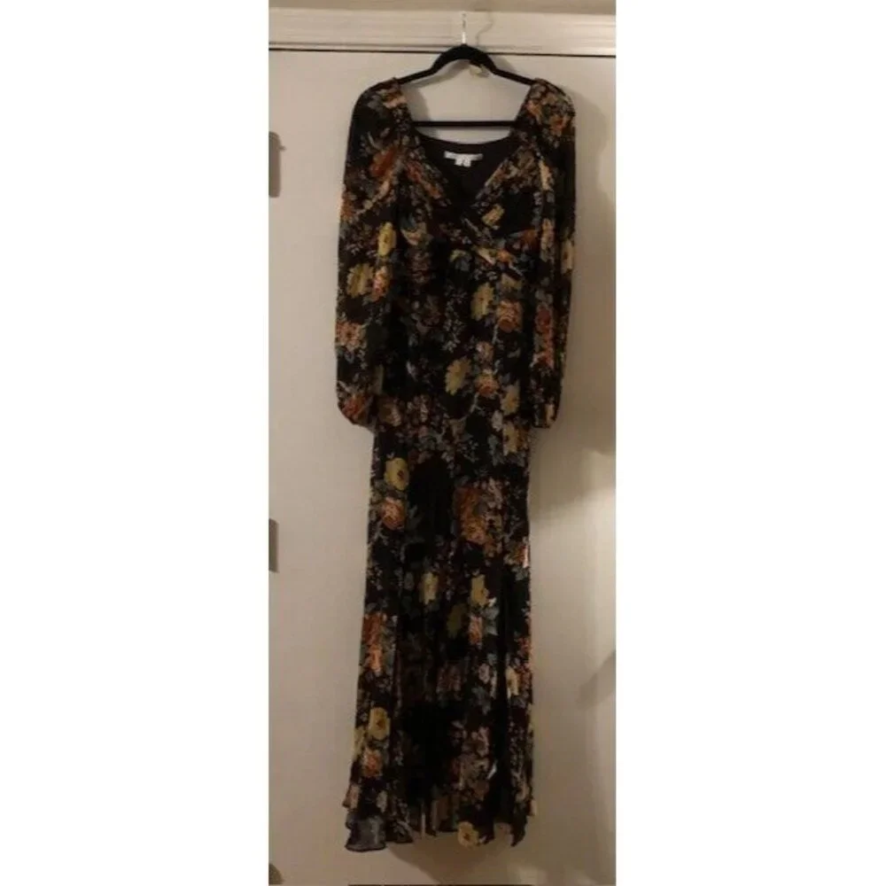 NWT $898 VERONICA BEARD RUNWAY AVANI BROWN FLORAL PRINT SILK MAXI DRESS SZ US 2 - Picture 8 of 10